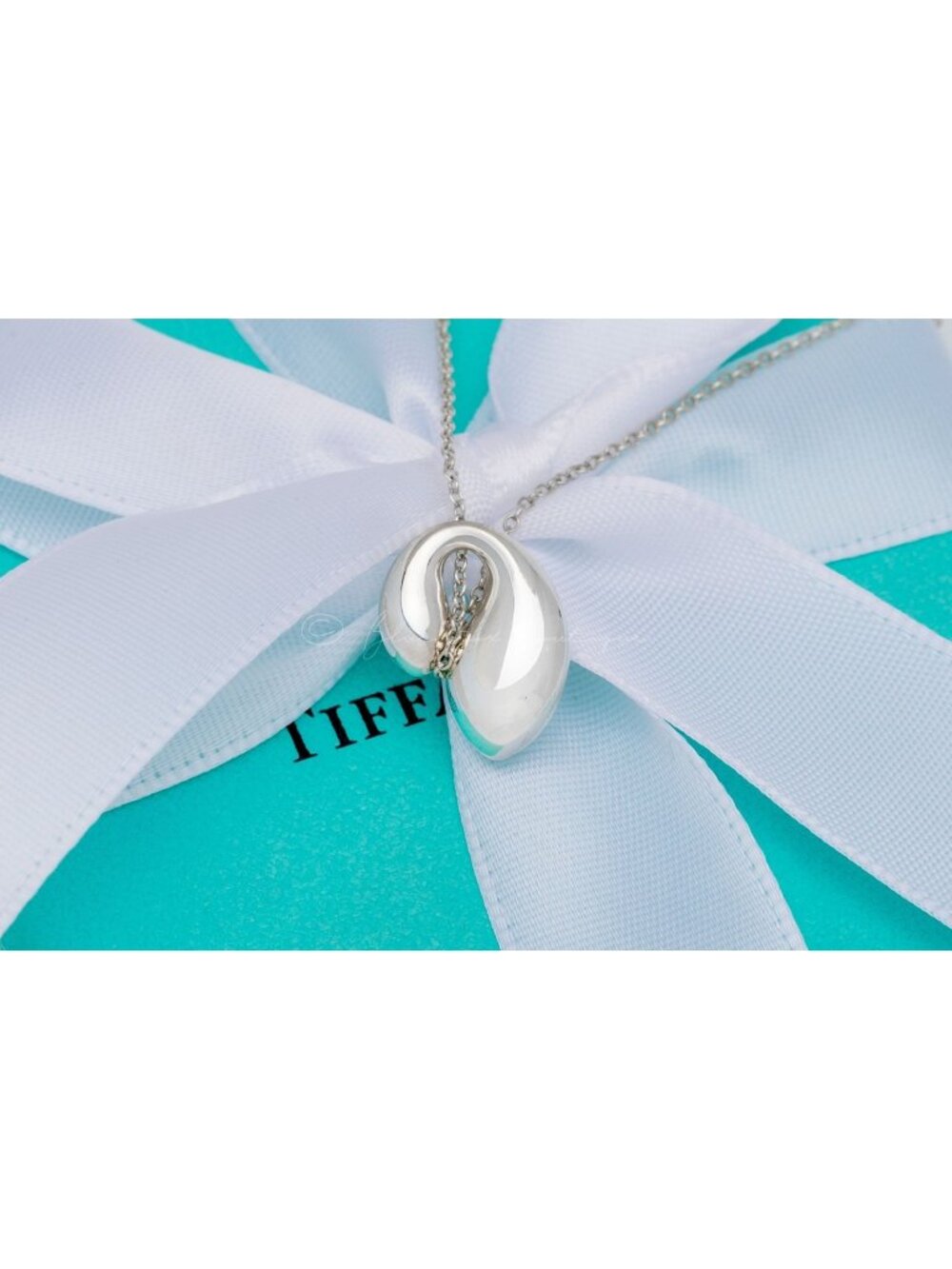 Tiffany & Co. Elsa Peretti Double Teardrop Vintage Necklace Pendant Silver 16"